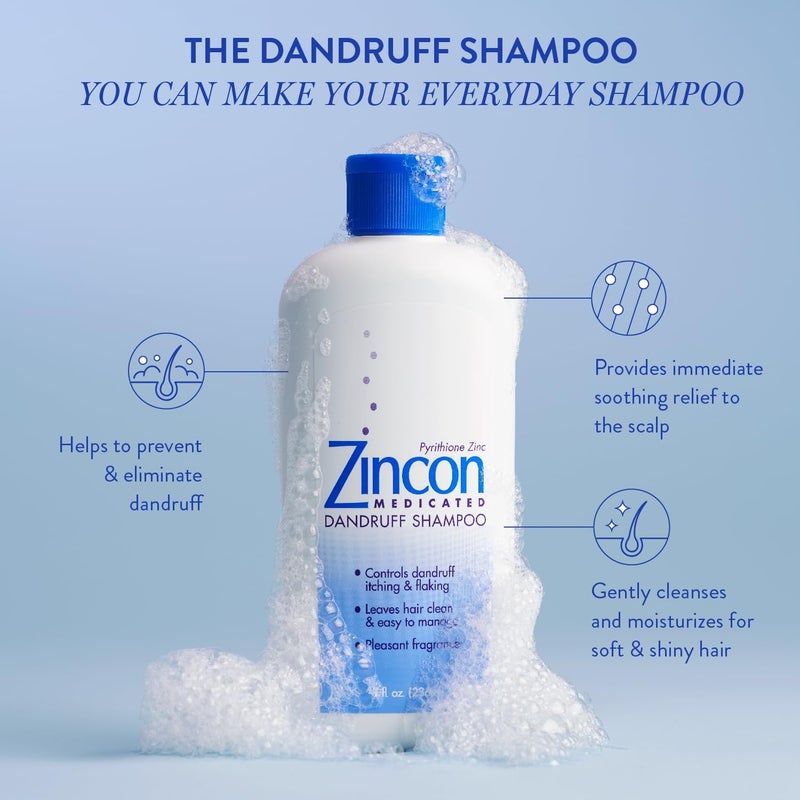 Zincon Medicated Dandruff Shampoo, 8 Fluid Ounce - Image 2